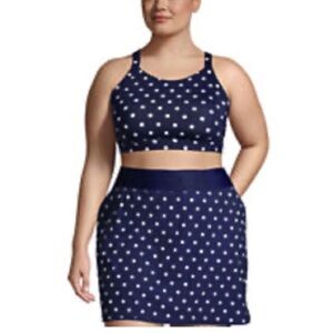 LANDSEND Women’s Plus Scoopneck X-Back Sports Bra Bikini Top Modest Swimsuit Top